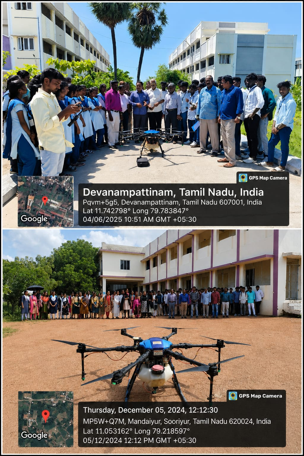 AgriDroid drone training sessions with students in Tamil Nadu